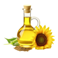 Obraz na płótnie Canvas Sunflower oil in glass bottle isolated on transparent background,transparency 