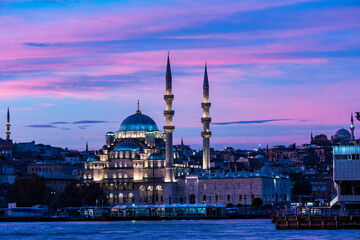 Istanbul City in Turkey. Yenicami Mosque (New Mosque) in Eminonu. Beautiful Istanbul bosphorus...