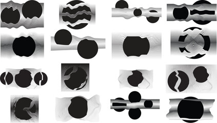 Abstract motion graphic design background . Black circle and horizontal lines . Transition shapes . Movement composition . Vector illustration