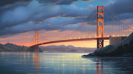 Golden Gate Bridge at dusk