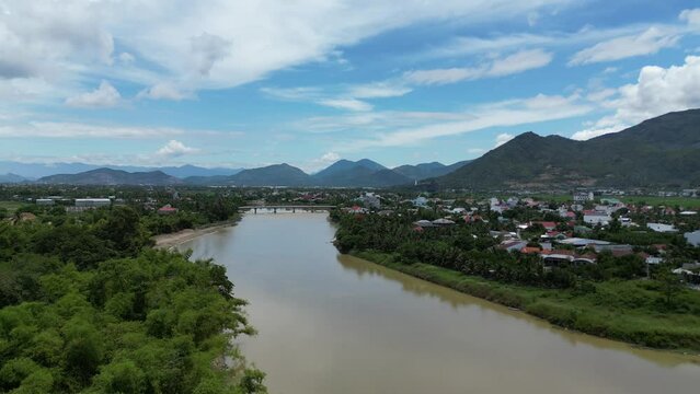 July 18, 2022: beautiful scenery of the suburbs of Nha Trang city, Vietnam