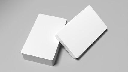 3D rendered Business card mock up with front and back. Empty mockup for Presentation on isolated Light Grey background