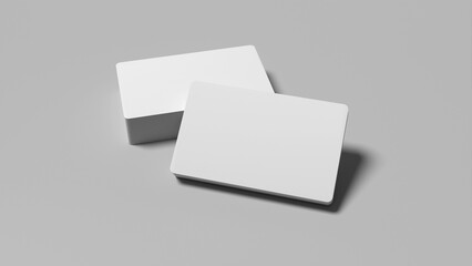 3D rendered Business card mock up with front and back. Empty mockup for Presentation on isolated Light Grey background