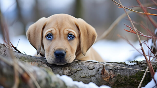 dog in the snow HD 8K wallpaper Stock Photographic Image 