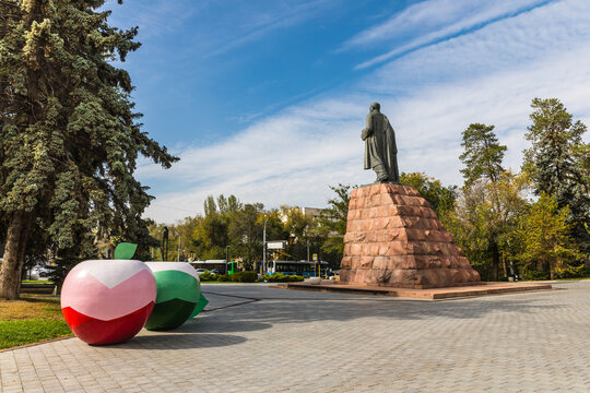 Almaty, Kazakhstan &ndash; October 15, 2023: Monument to Abai Kunanbayev, Kazakh poet, composer and Hanafi theologian-philosopher, cultural reformer of European and Russian cultures based on Islam.