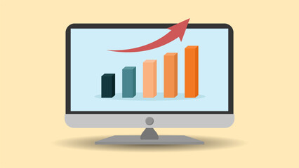 Desktop Flat Illustration Business Analytics Vector, business growth chart