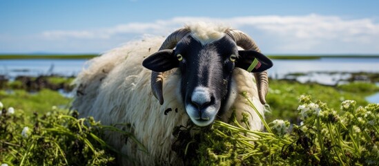 Black-faced sheep found on salt marshes in the Gower Peninsular have unique-tasting meat due to the...