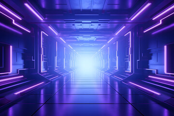 Purple and blue cyberpunk abstract room background