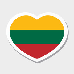 Flag of Lithuania icon. Vector heart sticker.