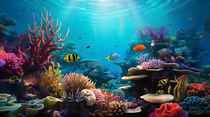 Naklejka na ściany i meble coral reef teeming with marine life