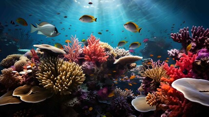 Fototapeta na wymiar coral reef teeming with marine life