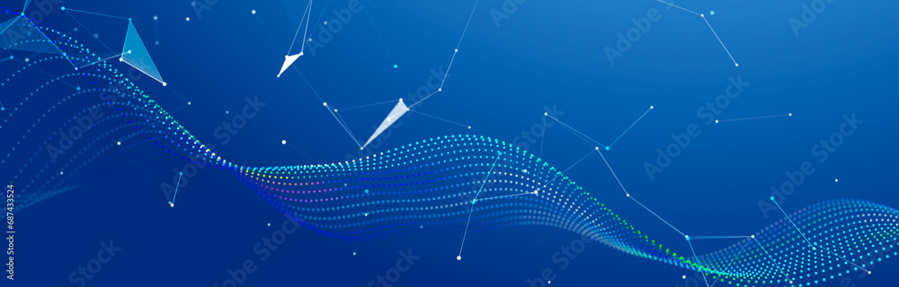 Poster polygonal background with dots and lines. network connection structure. science and technology. 3d