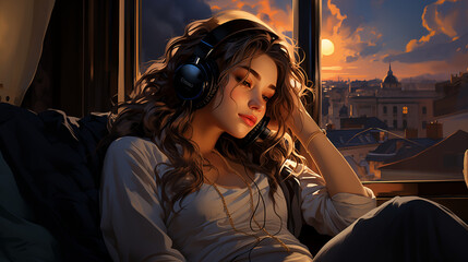 woman reading a book at sunset