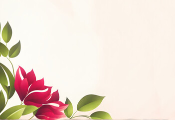 Beige floral background with space. Template, banner, wallpaper.	