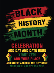 Black history month celebration poster  flyer social media post design