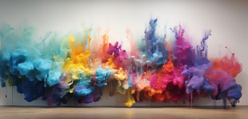 A symphony of colors converging on an epoxy-coated wall in a breathtaking display, presented in high-definition.