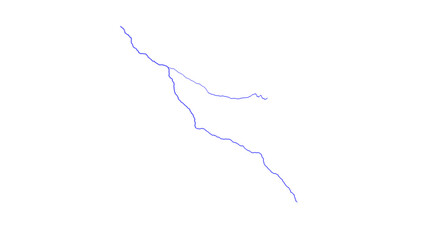 realistic lightning stroke isolated on transparent background, png