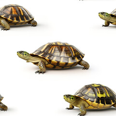 Obraz premium Turtles isolated on white repeat pattern