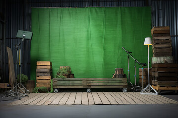 Green Grass warehouse studio backdrop wall