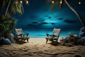 Night Beach studio prop backdrop