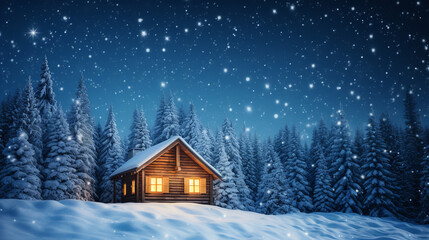 night winter cozy landscape