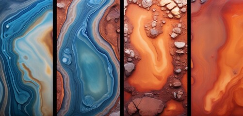 Epoxy wall textures resembling an otherworldly landscape of colors and forms, captured in realistic HD detail.