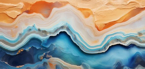 Gardinen Epoxy wall textures resembling an otherworldly landscape of colors and forms, captured in realistic HD detail. © HBS