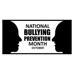 National bullying prevention month observed each year, creative flat trendy style illustration on white background..eps