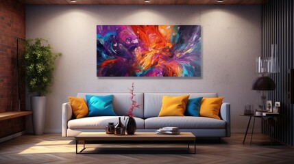 Harmonious blend of vibrant colors in an abstract epoxy wall creation.