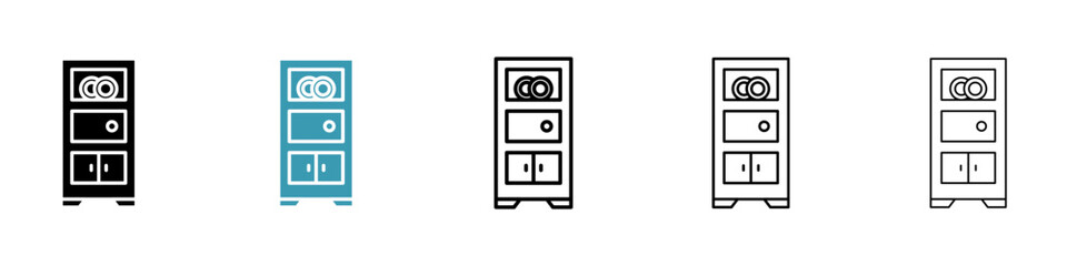 Kitchen cabinet vector icon set. Kitchen cabinet furniture icon for UI designs.