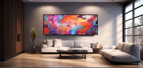 Harmonious blend of vibrant colors in an abstract epoxy wall creation, captured in stunning HD...