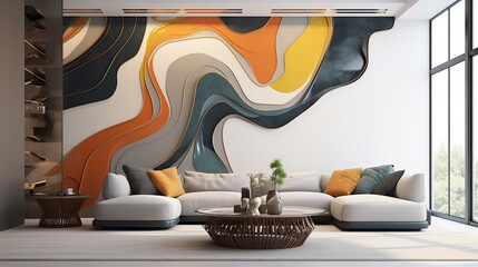 Abstract and contemporary epoxy patterns adorning a modern interior wall.