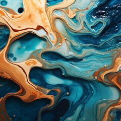 Nature-inspired epoxy patterns mimicking the grace of flowing water on a wall, depicted with...