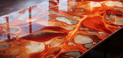 Realistic HD image of an epoxy surface resembling polished marble, enhancing its elegance with...