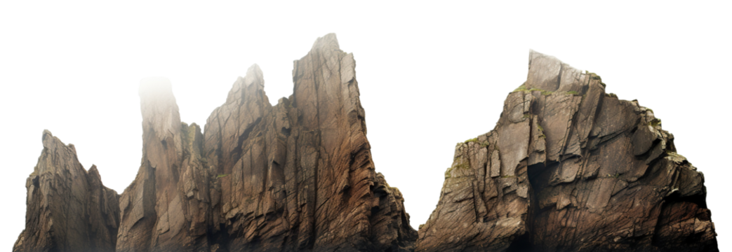Majestic cliffs with rugged edges, cut out