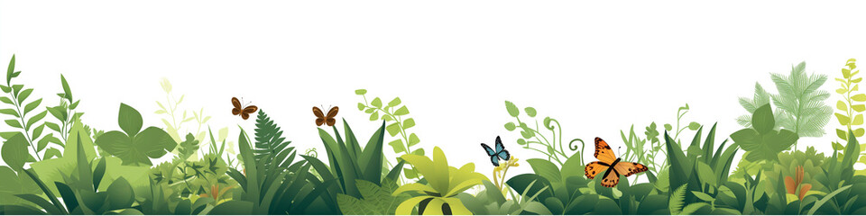 Bannière thème Nature (feuilles et arbres), vector, flat design, illustration avec un espace pour le texte et background.