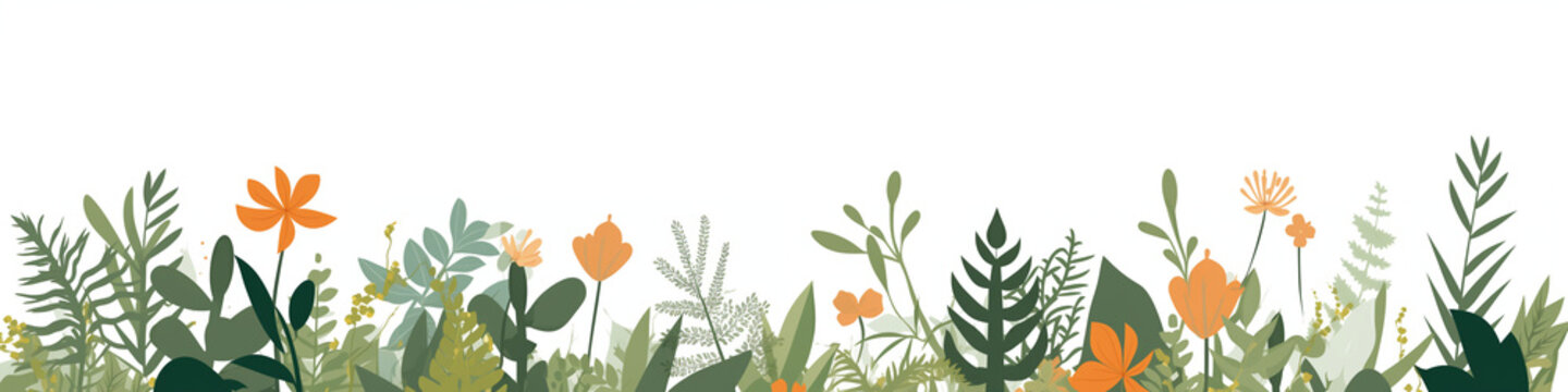 Banni&egrave;re th&egrave;me Nature (feuilles et arbres), vector, flat design, illustration avec un espace pour le texte et background.