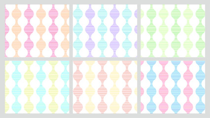 グネグネ曲線縞模様セット　連続模様