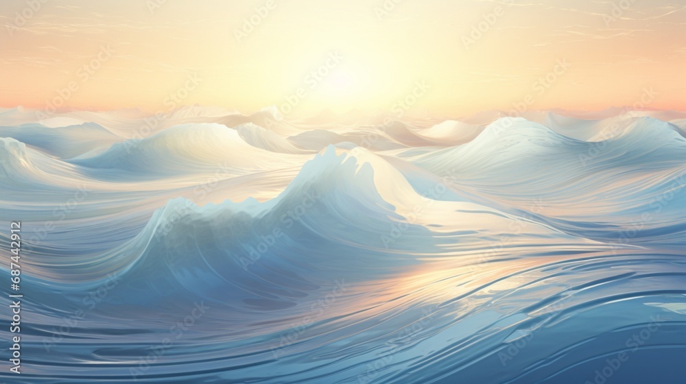 Wall mural abstract waves of energy pulsating through a digital ocean, creating a dynamic seascape of algorithm
