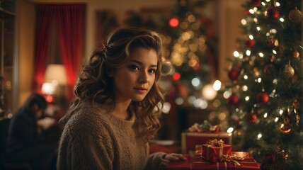 woman with christmas gift