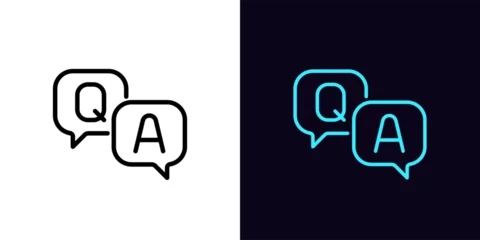 Fotobehang Outline Q&A icon, with editable stroke. Questions and Answers sign with speech bubble, business FAQ. Expert help and client assistance service, customer support chat. Advice and solutions. Vector icon © Дмитрий Майер