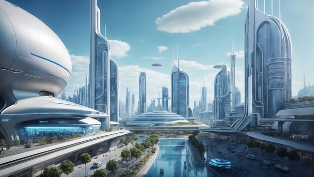 Future city with overloaded technology
