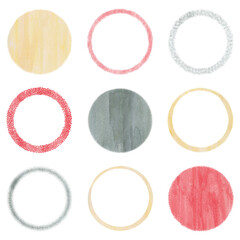 Decorative watercolor circle set. Design elements. Handmade.