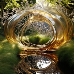 Liquid metal tendrils intertwining in a mesmerizing dance, forming an ever-shifting metallic garden.