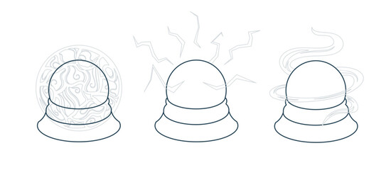 A set of magic balls. Vector contour illustration.