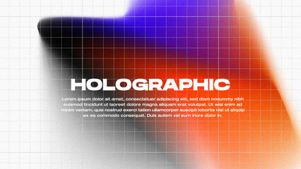 Trendy modern gradient background,  grain noise texture holographic blur abstract background. Colorful gradient blend mesh of neon iridescent color gradation