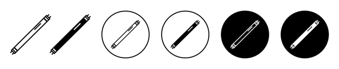 Fluorescent light tube icon. electrical neon light tube illumination reflector symbol set. Fluorescent LED light tube capsule vector line logo 