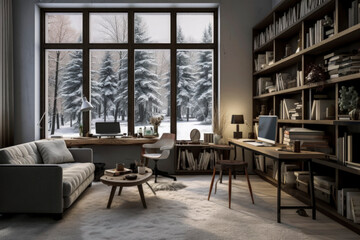 Generative AI illustration of modern workplace decorated