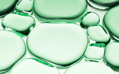 Liquid oil bubble texture background, transparent glass background, 3d rendering.