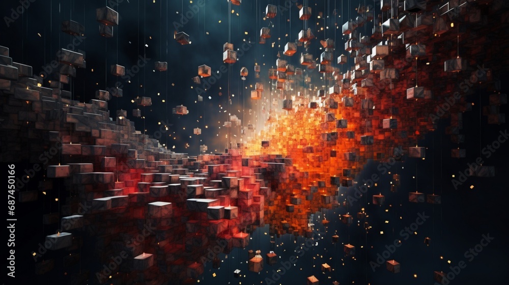 Wall mural a symphony of virtual particles, creating ephemeral sculptures that defy the laws of physics in a pi